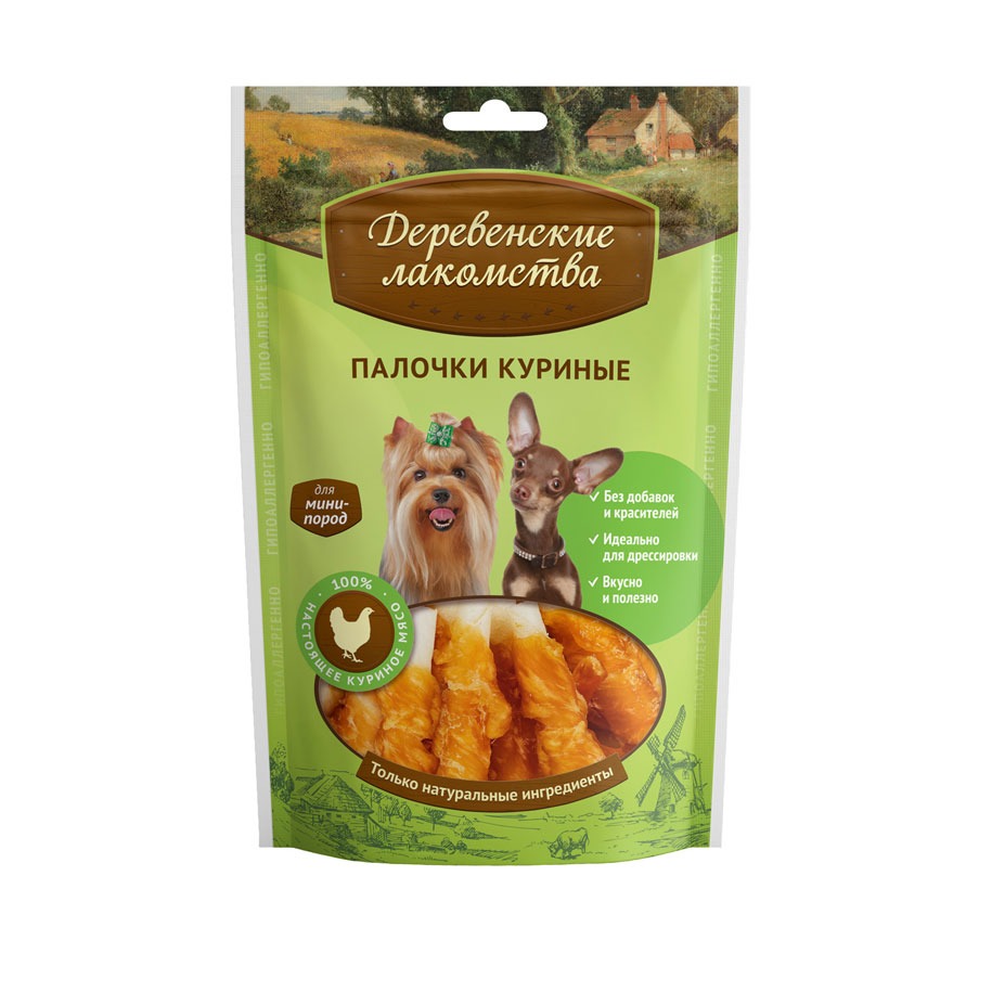 "Деревенские лакомства" для мини-пород Палочки куриные, 55г