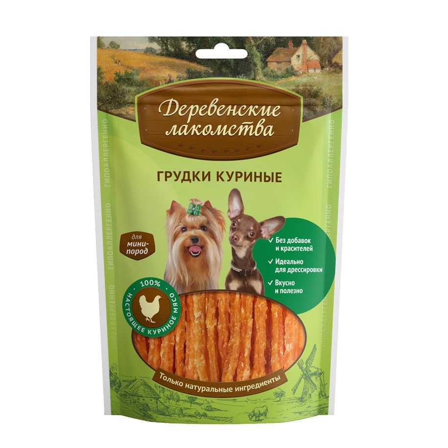 Деревенские лакомства" для мини-пород Грудки куриные, 55г