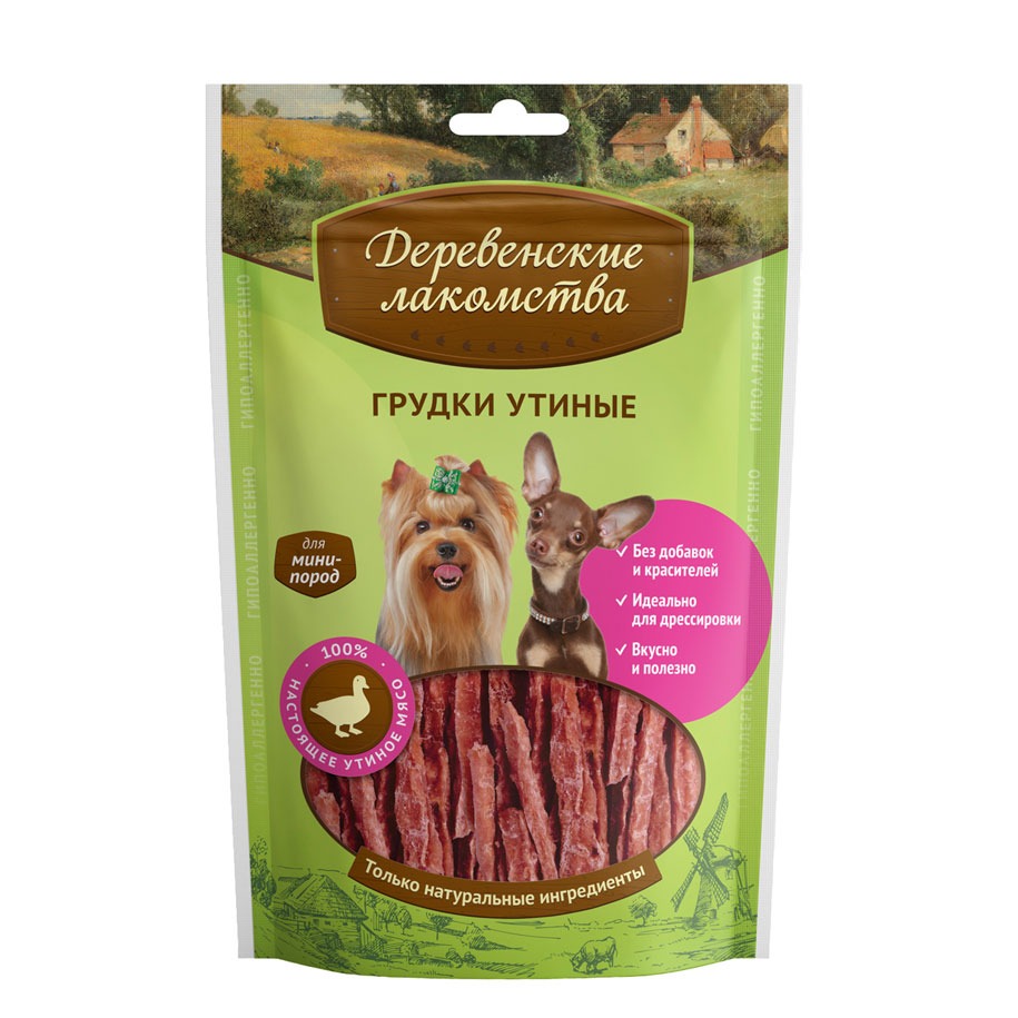 "Деревенские лакомства" для мини-пород Грудки утиные, 55г