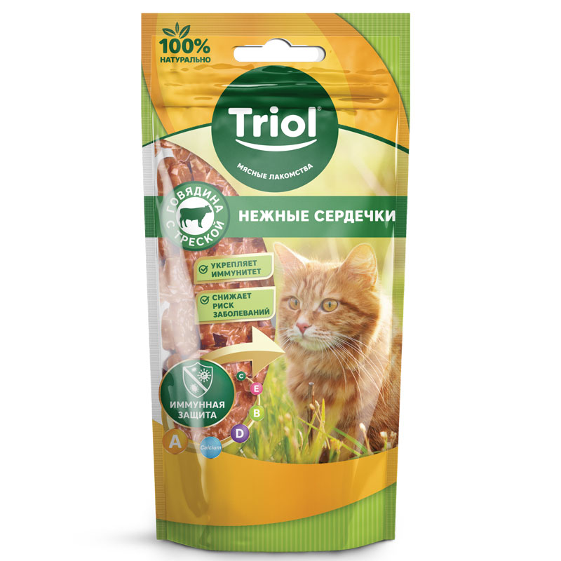 Лакомство для кошек «Нежные сердечки из говядины с треской», 40г