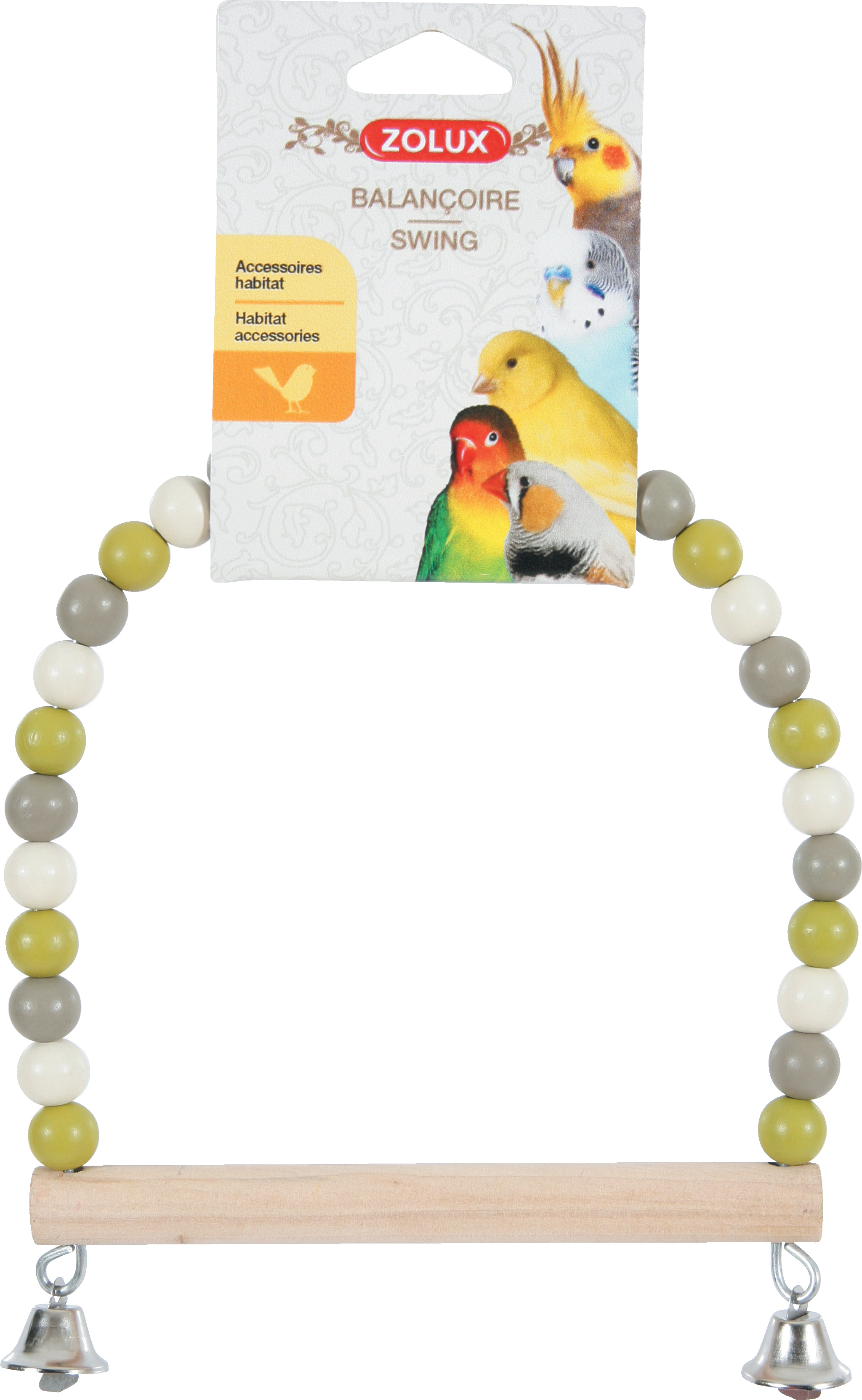 134010 Качели с деревянными жемчужинами и колокольчиками для птиц