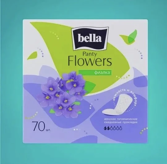 1077 Ежедневные гигиенические прокладки, "Panty Flowers", Bella, 70 шт., в ассортименте