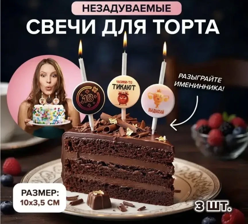 2201 Неугасаемые свечи, Prank Bank, в ассортименте 3 шт .