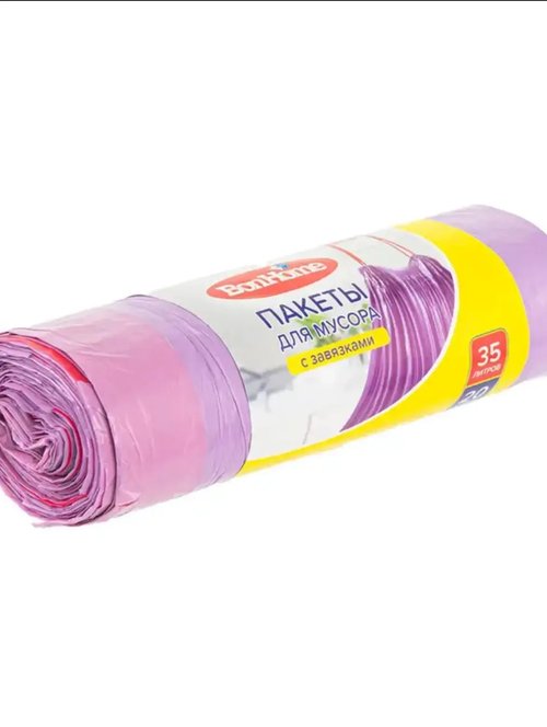 1025 Пакеты для мусора с завязками, BonHome, 35 л, 20 шт.