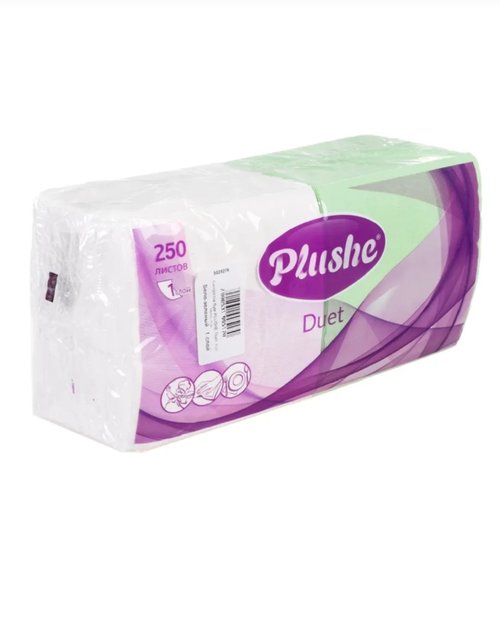 1042 Салфетки бумажные "Duet", PLUSHE, 1 слой, 250 шт., в ассортименте