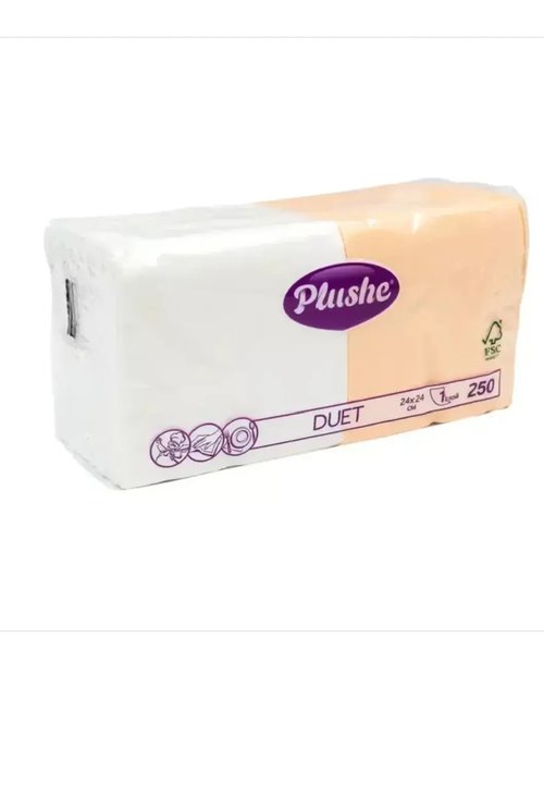 1042 Салфетки бумажные "Duet", PLUSHE, 1 слой, 250 шт., в ассортименте