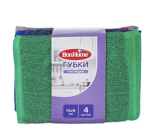 2006 Губки чистящие, BonHome, 13х9 см, 4 шт.