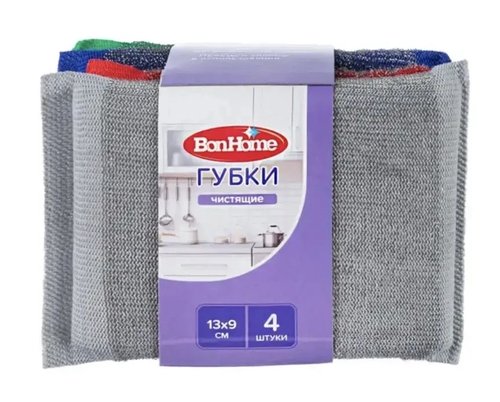 2006 Губки чистящие, BonHome, 13х9 см, 4 шт.