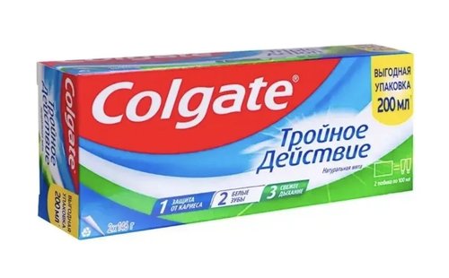 2097 Зубная паста, Colgate, Тройное действие, 100 мл+100 мл