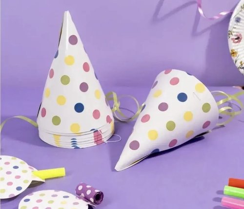 2198 Колпаки бумажные праздничные, PARTY, 8 шт., в ассортименте