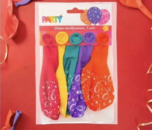 2200 Шары воздушные, Party, 5 шт., в ассортименте.